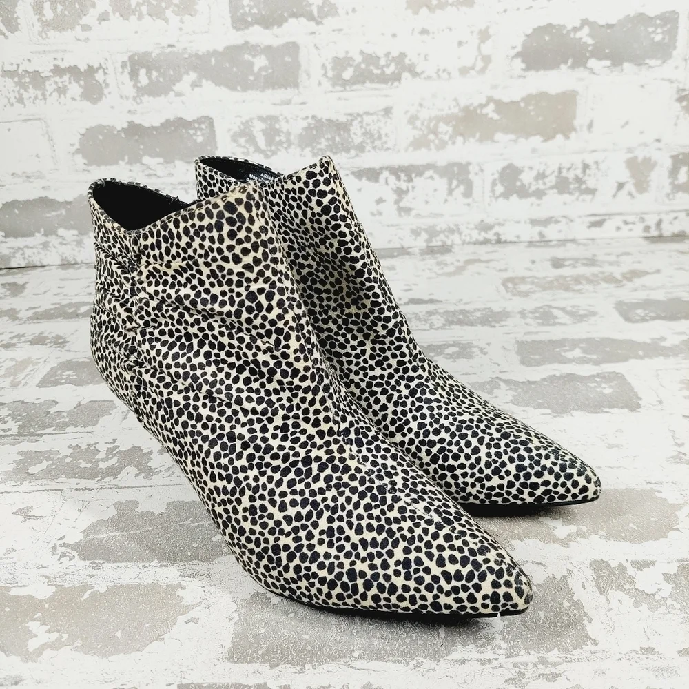 NEW Kelly & Katie Arina Animal Print Black White High Heel Ankle Boots D839 - Picture 4 of 12